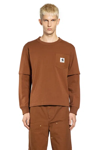 Sacai X Carhartt Wip T-shirt In Brown