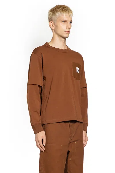 Sacai X Carhartt Wip T-shirt In Brown