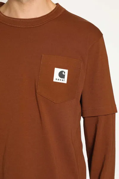 Sacai X Carhartt Wip T-shirt In Brown