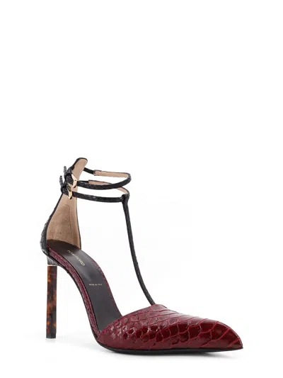 Tom Ford Stiletto Pumps Featuring Croc-embossed Texture In Burgundy