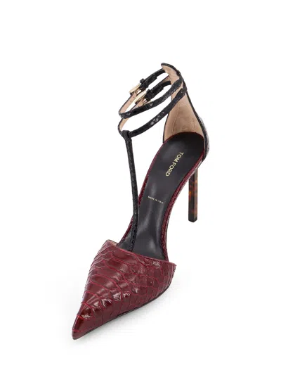 Tom Ford Stiletto Pumps Featuring Croc-embossed Texture In Burgundy