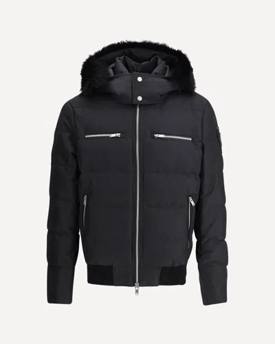 Moose Knuckles Cloud Bomber Jacket With Lambskin Finishes In Black