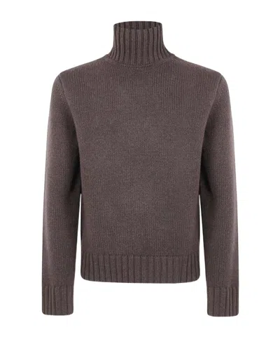 Studio Nicholson Loris High-neck Sweater In Brown