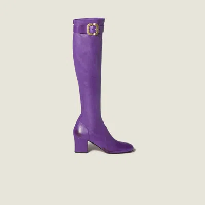 Miu Miu Nappa Leather Boots With Buckle In Animal Print