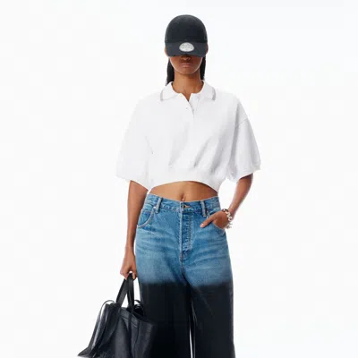 Alexander Wang Alexanderwang. T Relaxed Cropped Cinched Polo Top In White