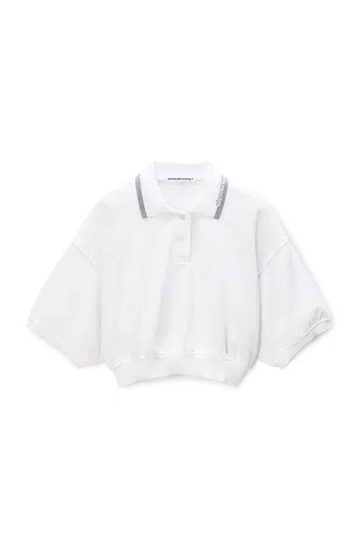 Alexander Wang Alexanderwang. T Relaxed Cropped Cinched Polo Top In White