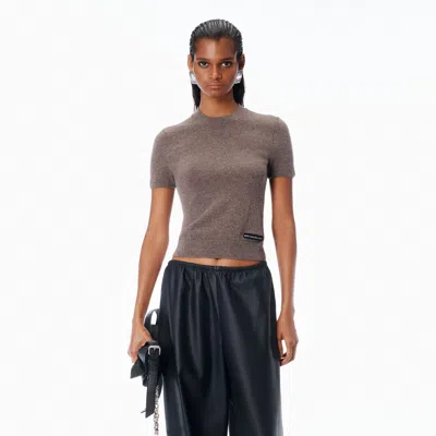 Alexander Wang Alexanderwang. T Short Sleeve Wool Crewneck Tee In Brown