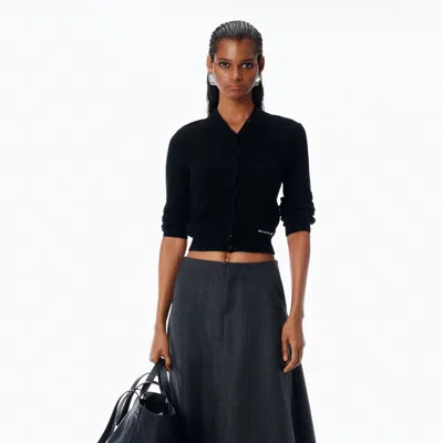 Alexander Wang Cardigan In Wool With Continuous Placket In Black