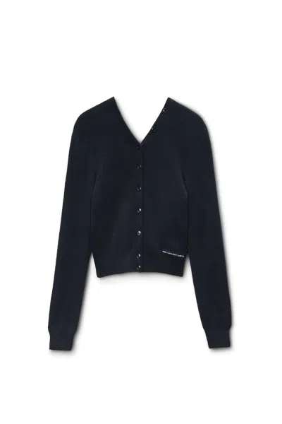 Alexander Wang Cardigan In Wool With Continuous Placket In Black