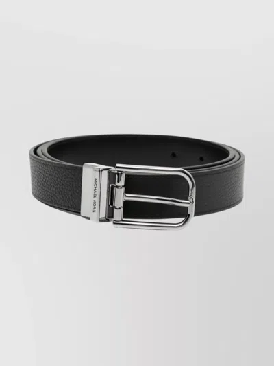 Michael Kors Textured Belt Featuring Metal Buckle In Black
