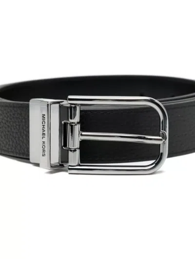 Michael Kors Textured Belt Featuring Metal Buckle In Black