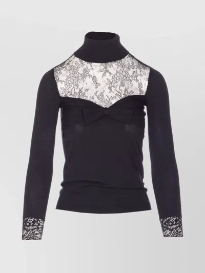 Valentino Knitwear With Bow And Sheer Panel In Multi
