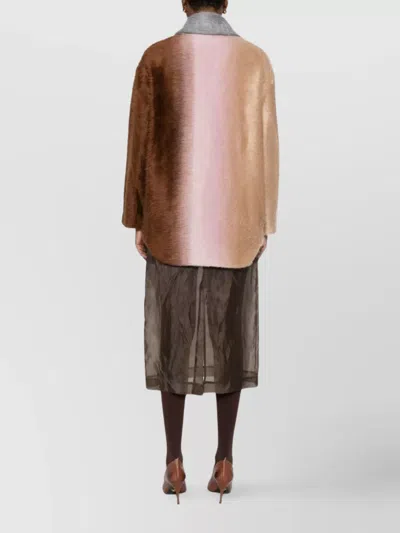 Fendi Wool Coat With Button Embellishments And Pockets In Multi