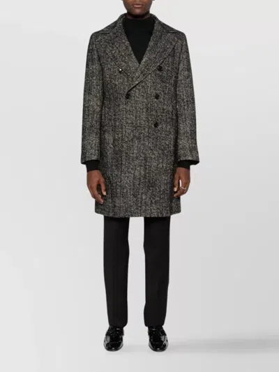 Tagliatore Long Sleeve Coat Notched Lapels Pockets In Black