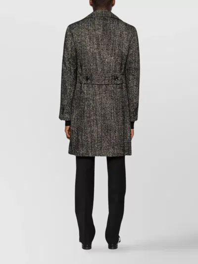 Tagliatore Long Sleeve Coat Notched Lapels Pockets In Black