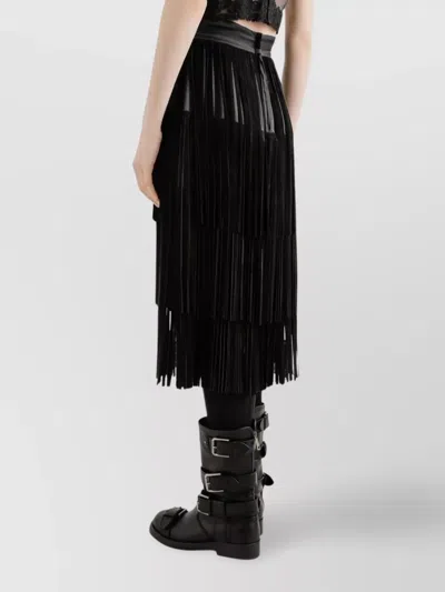 Dolce & Gabbana Gonna Midi In Chiffon And Black Lace In Black