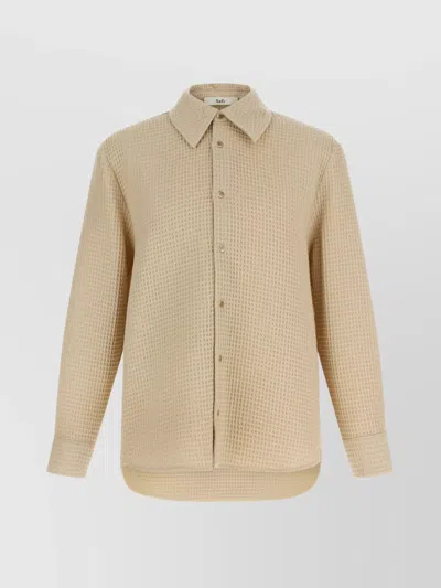 Séfr Sefr Waffle Knit Pointed Collar Button Closure Long Cuffed Sleeves Shirt In Animal Print