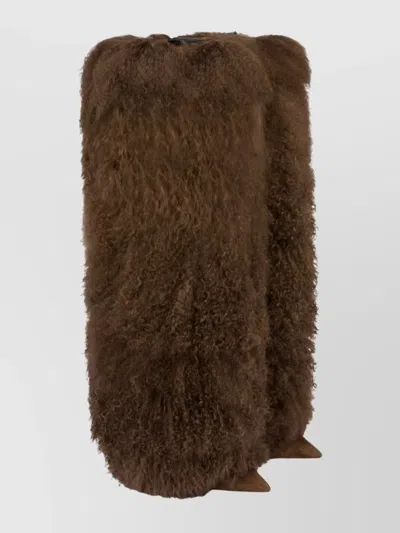 Paris Texas Furry Stiletto Boot In Brown