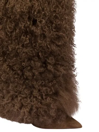 Paris Texas Furry Stiletto Boot In Brown