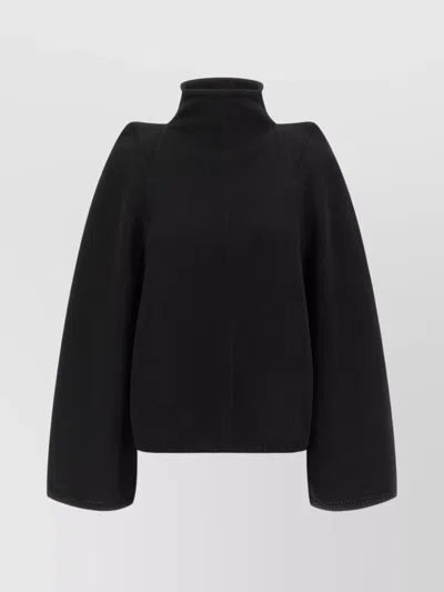 Rick Owens High Neck Long Sleeve Knit Sweater In Black