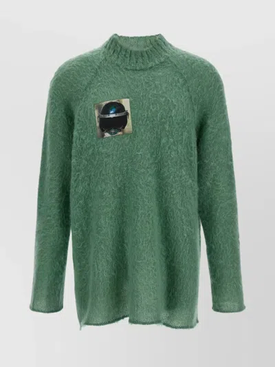 Undercover Textured Knit Sweater Graphic Patch In Green