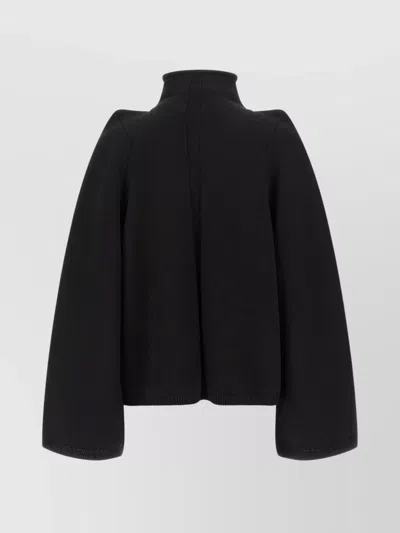 Rick Owens High Neck Long Sleeve Knit Sweater In Black