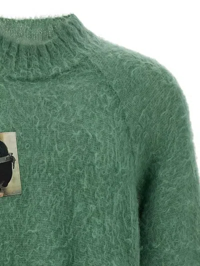 Undercover Textured Knit Sweater Graphic Patch In Green