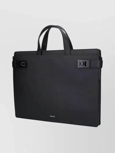 Ferragamo Structured Textured Laptop Bags And Briefcases In Black