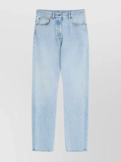 Valentino Straight Leg Trousers Featuring Five-pocket Design In Blue