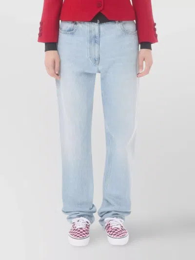 Valentino Straight Leg Trousers Featuring Five-pocket Design In Blue