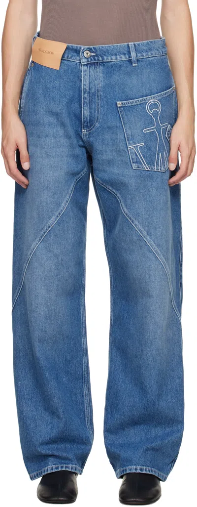 Jw Anderson Twisted Workwear Jeans In Blue