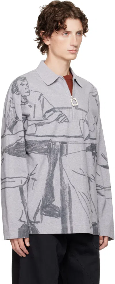 Jw Anderson Gray Printed Rugby Polo In Gray