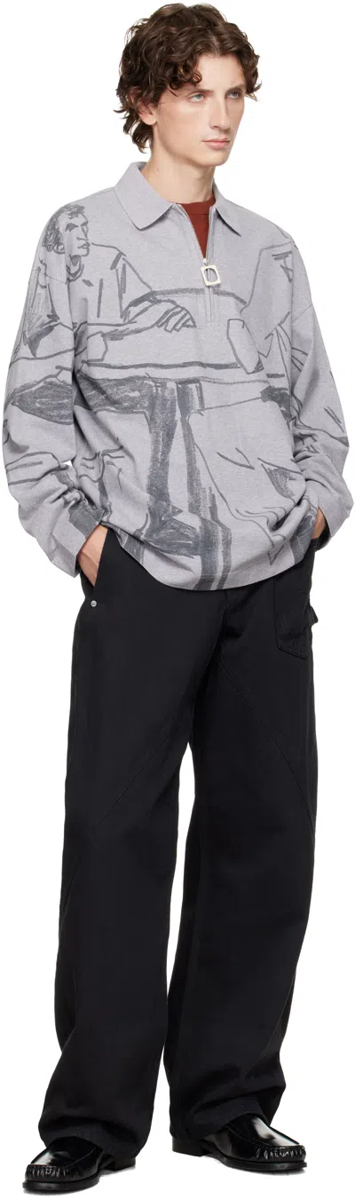 Jw Anderson Gray Printed Rugby Polo In Gray