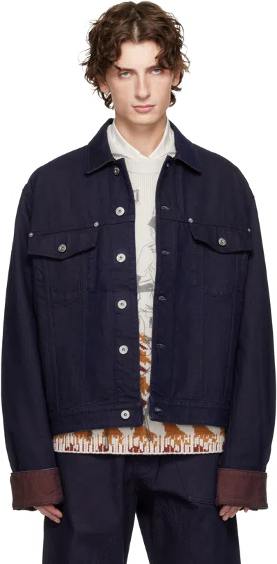 Jw Anderson J. W. Anderson Cropped Denim Jacket With Contrasting Cuffs In Blue