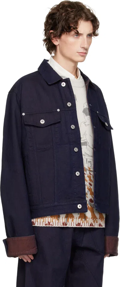 Jw Anderson J. W. Anderson Cropped Denim Jacket With Contrasting Cuffs In Blue