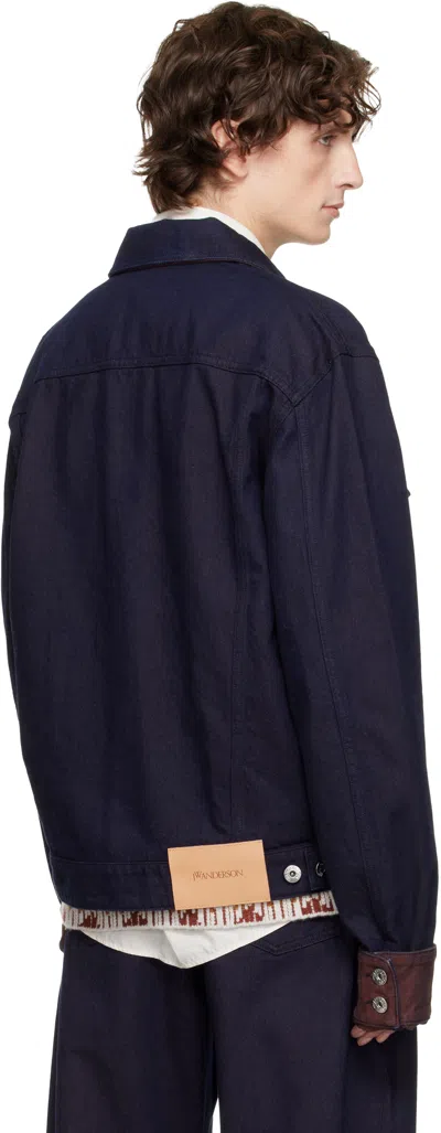 Jw Anderson J. W. Anderson Cropped Denim Jacket With Contrasting Cuffs In Blue