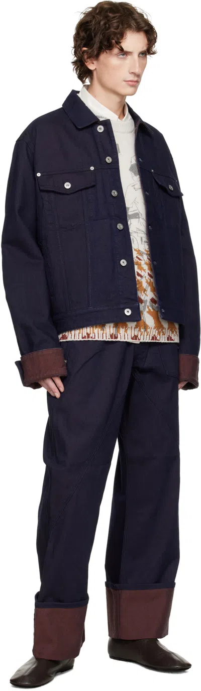 Jw Anderson J. W. Anderson Cropped Denim Jacket With Contrasting Cuffs In Blue