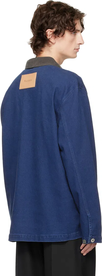 Jw Anderson Long Sleeve Polo Shirt With Patch Pocket In Blue