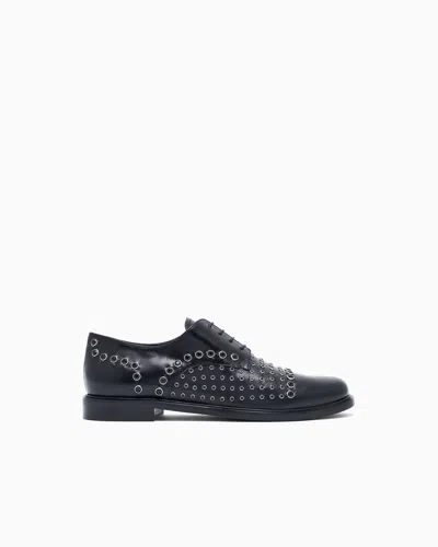 Emporio Armani Leather Brogues With Studs In Black