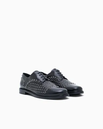 Emporio Armani Leather Brogues With Studs In Black