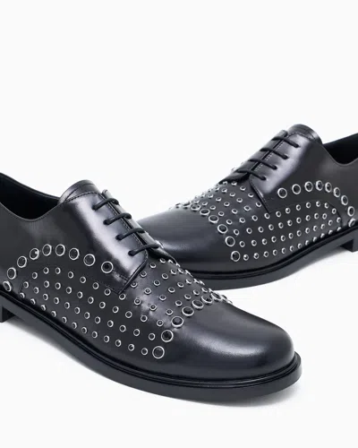 Emporio Armani Leather Brogues With Studs In Black