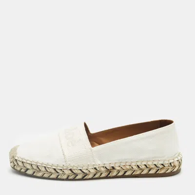 Pre-owned Chloé White Canvas Piia Espadrille Flats Size 37