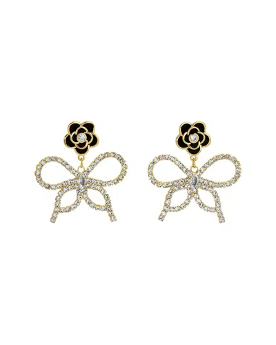 Eye Candy La Rose Bow Cz Drop Earrings In Metallic