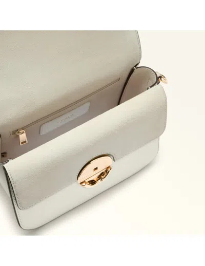 Furla Sfera S Handbag In Cream Color Leather In White