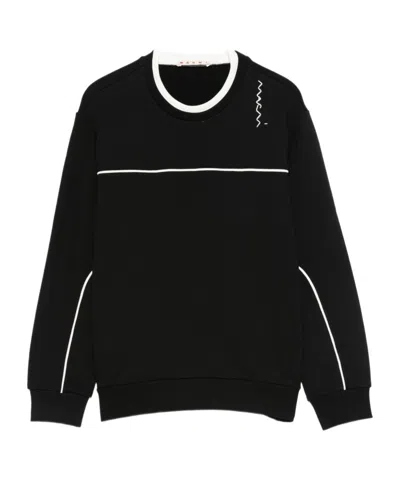 Marni Panelled Crew-neck Sweatshirt In Black