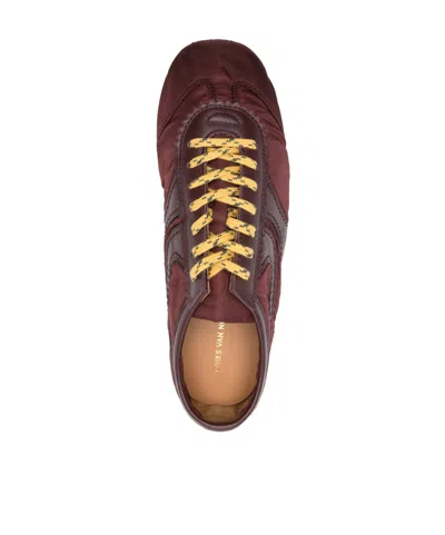 Dries Van Noten Low-top Nylon Running Sneakers With Leather Inserts In Red