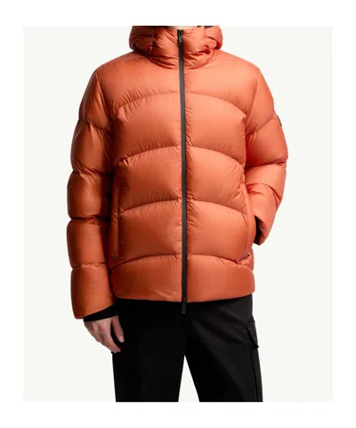 Moncler Fulcran Hooded Short Down Jacket In Orange