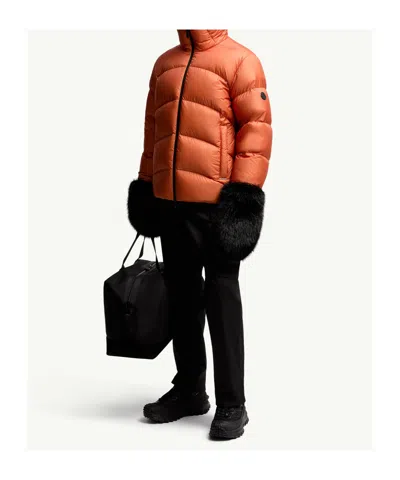Moncler Fulcran Hooded Short Down Jacket In Orange