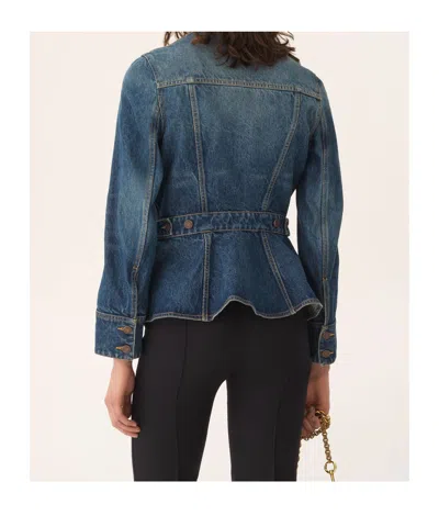 Chloé Denim Ruffled Equestrian Jacket In Blue