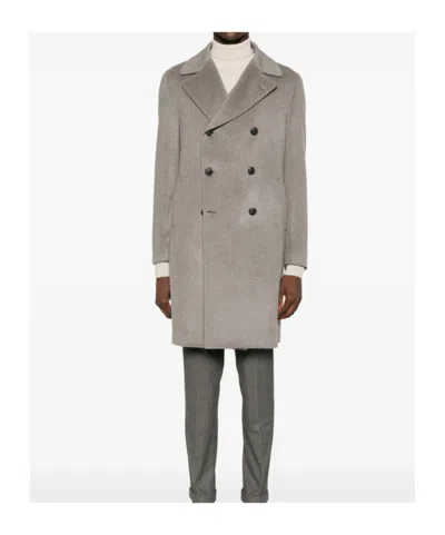 Tagliatore Flap-pocket Double-breasted Coat In Gray
